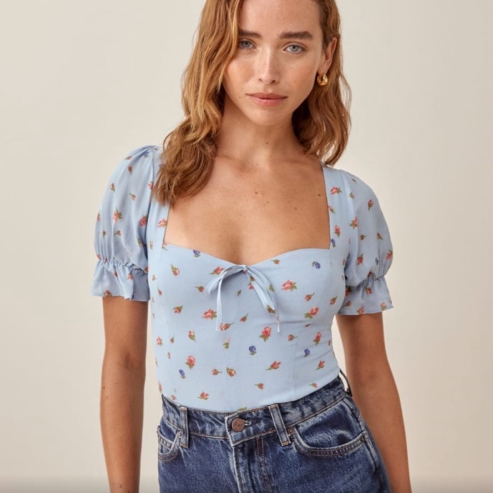 Reformation Delevan Puff Sleeve Top